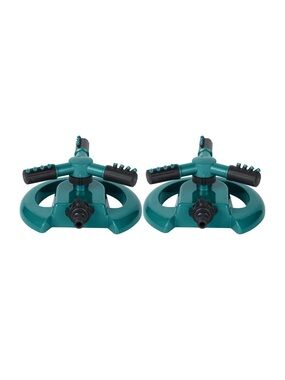 Lot of 2 360° Rotating Lawn Sprinklers 3 Arm Adjustable Garden Sprayers